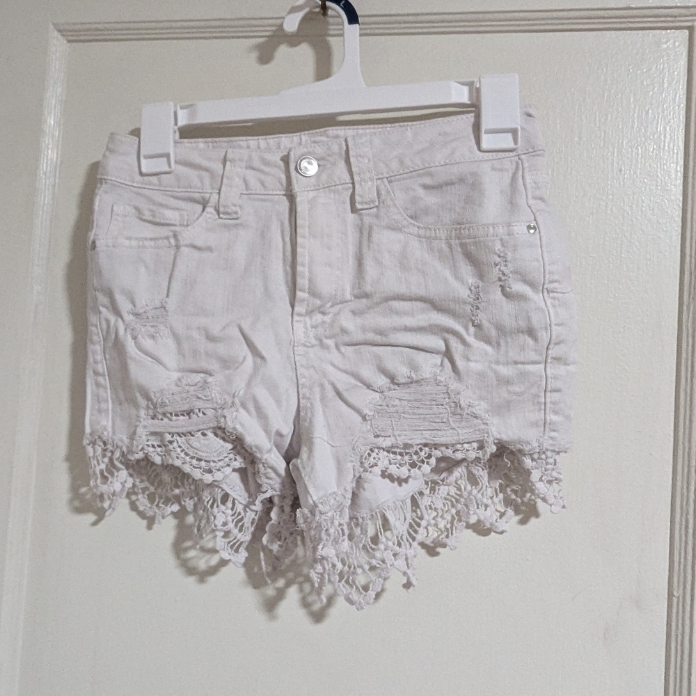 White Distressed shorts